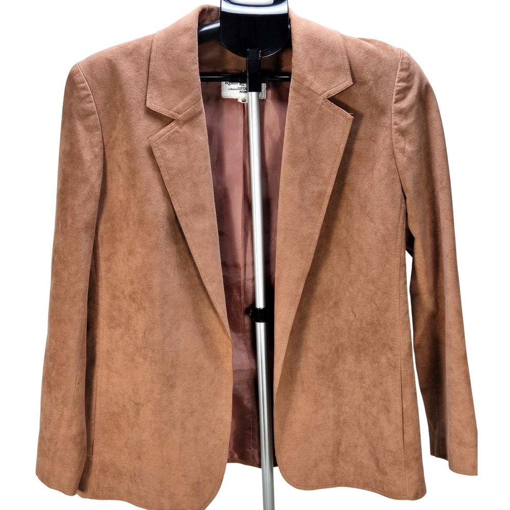 Women's Roth-Le Cover Size 10 Brown Ultra Suede Vintage Blazer Structured Preppy